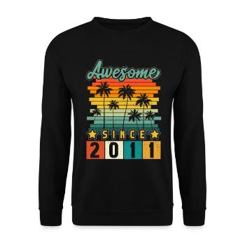 2011 Geboren Geburtstag Geburtsjahr Vintage - Unisex Pullover - Schwarz - Vorne - Alina (178cm) & Michal (187cm)