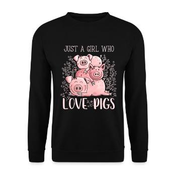 Juste une fille qui aime les cochons - Sweat-shirt Unisexe - noir - Devant - Alina (178cm) & Michal (187cm)