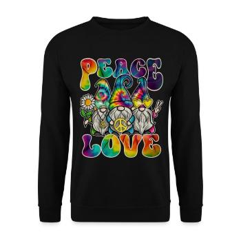Hippie Gnomes Peace Tie Dye - Unisex Pullover - Schwarz - Vorne - Alina (178cm) & Michal (187cm)