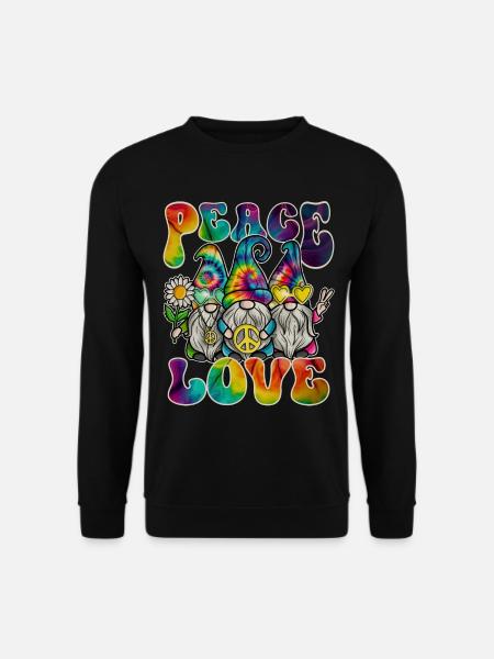Hippie Gnomes Peace Tie Dye - Unisex Sweatshirt - black