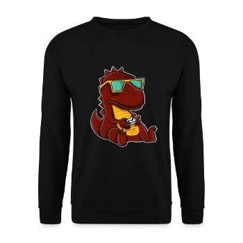 T-Rex Gamer Gaming Gamers - Unisex Sweatshirt - black - Front - Alina (178cm) & Michal (187cm)