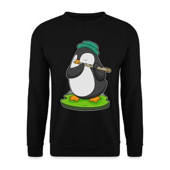 Pingouin Musicien Flûte Musique - Sweat-shirt Unisexe - noir - Devant - Alina (178cm) & Michal (187cm)