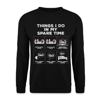 Things in My Spare Time Anime Otaku Gift - Unisex Sweatshirt - black - Front - Alina (178cm) & Michal (187cm)