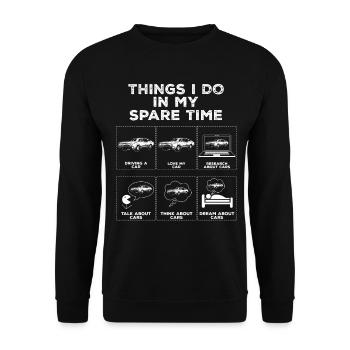Choses dans mon temps libre cadeau des amoureux de la voiture - Sweat-shirt Unisexe - noir - Devant - Alina (178cm) & Michal (187cm)