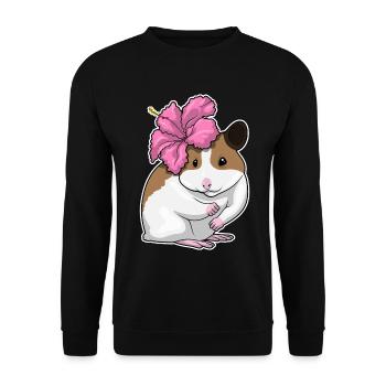 Hamster Hibiskus  - Unisex Pullover - Schwarz - Vorne - Alina (178cm) & Michal (187cm)