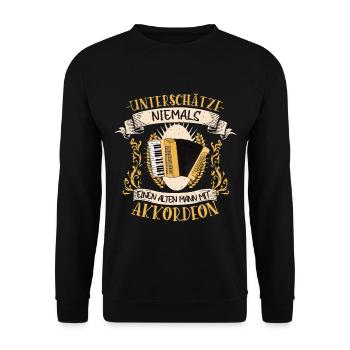 Akkordeon Musiker Volksmusik Quetschn Geschenk - Unisex Pullover - Schwarz - Vorne - Alina (178cm) & Michal (187cm)