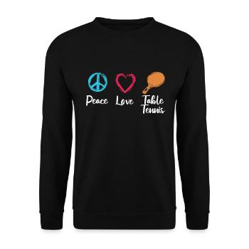 Peace Love Table Tennis - Unisex Sweatshirt - black - Front - Alina (178cm) & Michal (187cm)