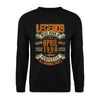 1990 April Geburtstag Legende - Unisex Pullover - Schwarz - Vorne - Alina (178cm) & Michal (187cm)