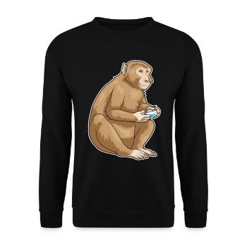 Monkey Gamer Controller - Unisex Sweatshirt - black - Front - Alina (178cm) & Michal (187cm)
