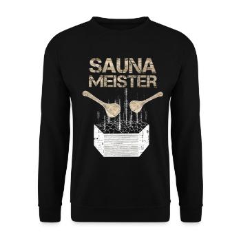 Sauna Meister Vintage - Unisex Pullover - Schwarz - Vorne - Alina (178cm) & Michal (187cm)