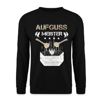 Aufguss Meister Saunagänger - Unisex Pullover - Schwarz - Vorne - Alina (178cm) & Michal (187cm)