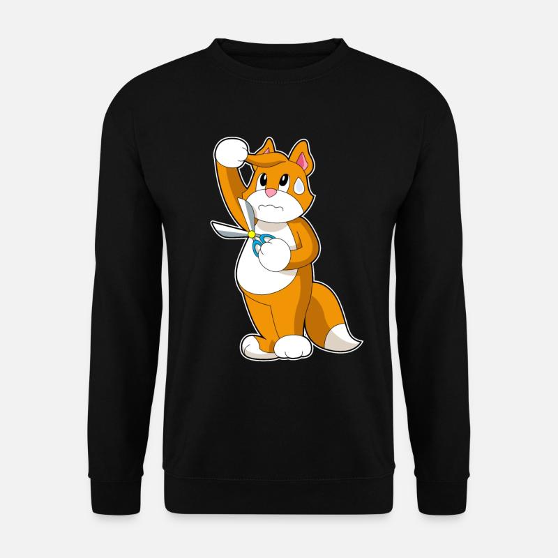 Katze Friseur Schere - Unisex Pullover - Schwarz