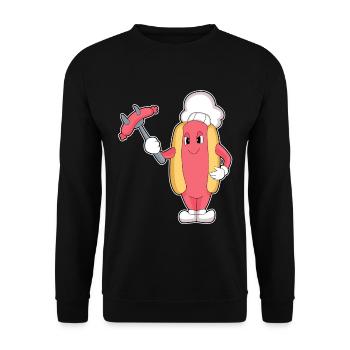 Hotdog Koch Grillgabel Kochen - Unisex Pullover - Schwarz - Vorne - Alina (178cm) & Michal (187cm)