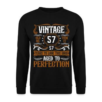 57th Birthday Vintage Retro - Unisex Sweatshirt - black - Front - Alina (178cm) & Michal (187cm)