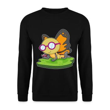 Butterfly Nerd Book Glasses - Unisex Sweatshirt - black - Front - Alina (178cm) & Michal (187cm)