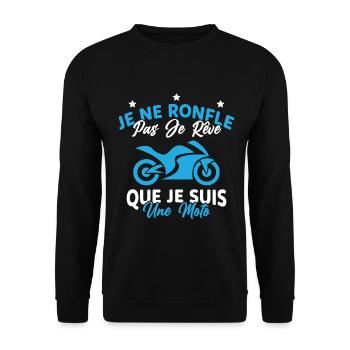 Je Ne Ronfle Pas Je Rêve Que Je Suis Une Moto - Sweat-shirt Unisexe - noir - Devant - Alina (178cm) & Michal (187cm)