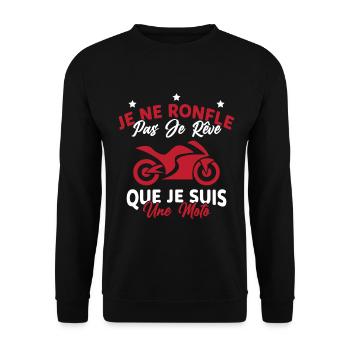 Je Ne Ronfle Pas Je Rêve Que Je Suis Une Moto - Sweat-shirt Unisexe - noir - Devant - Alina (178cm) & Michal (187cm)