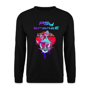 Psytrance Psychedelic Mushroom Sunset - Unisex Sweatshirt - black - Front - Alina (178cm) & Michal (187cm)
