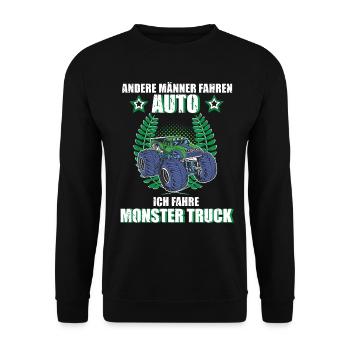 Monstertruck Fahrer Auto Motorsport Tuning  - Unisex Pullover - Schwarz - Vorne - Alina (178cm) & Michal (187cm)