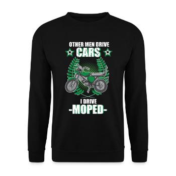Conduite de scooter Mobylette, moteur rétro deux-temps - Sweat-shirt Unisexe - noir - Devant - Alina (178cm) & Michal (187cm)