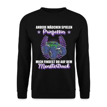 Monstertruck Mädchen Fahrerin Auto Motorsport - Unisex Pullover - Schwarz - Vorne - Alina (178cm) & Michal (187cm)