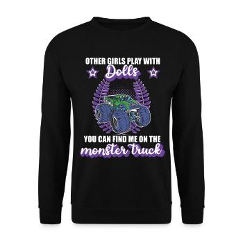 Monster Truck Girl Monster Truck Gift - Unisex Sweatshirt - black - Front - Alina (178cm) & Michal (187cm)