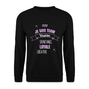 Team verseau cadeau femme fille verseau signe - Sweat-shirt Unisexe - noir - Devant - Alina (178cm) & Michal (187cm)