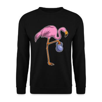 Flamingo Bodybuilder Dumbbell Bodybuilding - Unisex Sweatshirt - black - Front - Alina (178cm) & Michal (187cm)