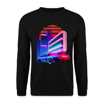 Retro Wave 80s Sports Car Vaporwave - Sweat-shirt Unisexe - noir - Devant - Alina (178cm) & Michal (187cm)