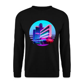 Retro Wave 80s Vaporwave Sunset - Sweat-shirt Unisexe - noir - Devant - Alina (178cm) & Michal (187cm)