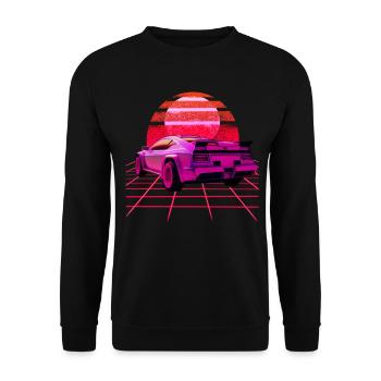 Retro Wave super voiture Sunset - Sweat-shirt Unisexe - noir - Devant - Alina (178cm) & Michal (187cm)