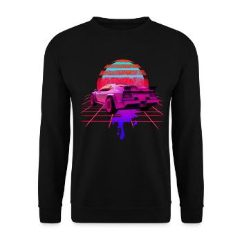 Retro Wave Car 80s Skyline Vaporwave - Sweat-shirt Unisexe - noir - Devant - Alina (178cm) & Michal (187cm)