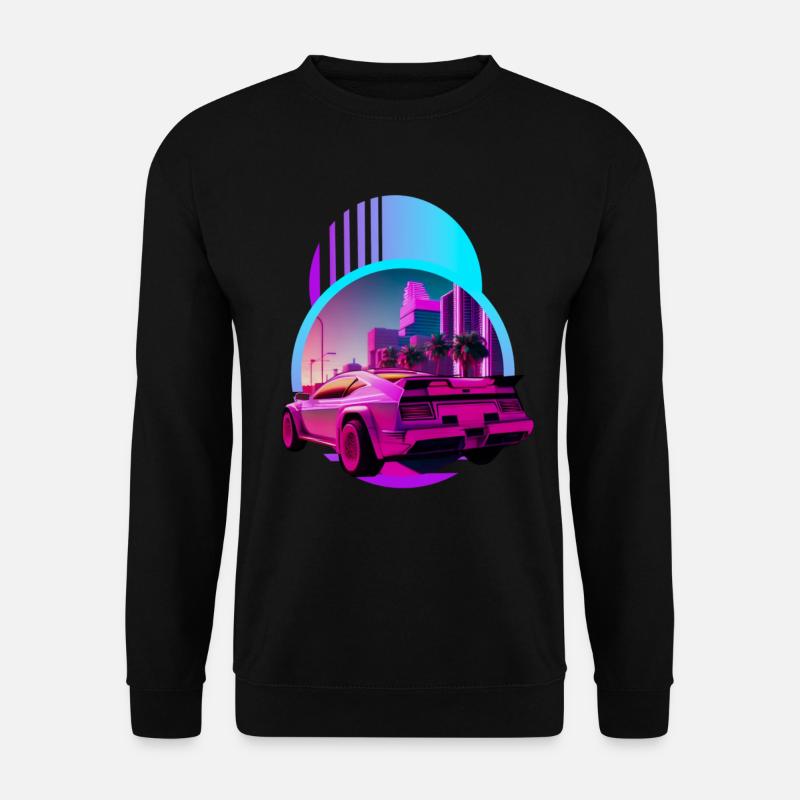 Retro Wave Supercar Vaporwave - Unisex Pullover - Schwarz