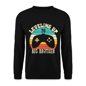 Leveling up to Big Brother - Unisex Sweatshirt - black - Front - Alina (178cm) & Michal (187cm)