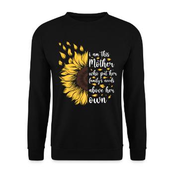 I Am This Mother Motivational Sunflower Geschenk - Unisex Pullover - Schwarz - Vorne - Alina (178cm) & Michal (187cm)