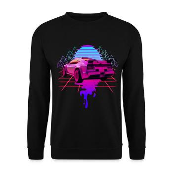Ästhetik Sportauto Vaporwave Sunset Retrowave - Unisex Pullover - Schwarz - Vorne - Alina (178cm) & Michal (187cm)
