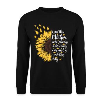 I Am This Mother Motivational Sunflower Geschenk - Unisex Pullover - Schwarz - Vorne - Alina (178cm) & Michal (187cm)