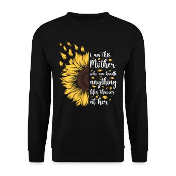 I Am This Mother Motivational Sunflower Geschenk - Unisex Pullover - Schwarz - Vorne - Alina (178cm) & Michal (187cm)