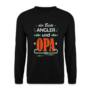 Beste Angler und Opa - Unisex Pullover - Schwarz - Vorne - Alina (178cm) & Michal (187cm)