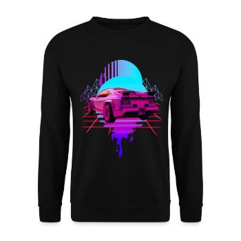 Rétro Wave Voiture de sport Vaporwave - Sweat-shirt Unisexe - noir - Devant - Alina (178cm) & Michal (187cm)