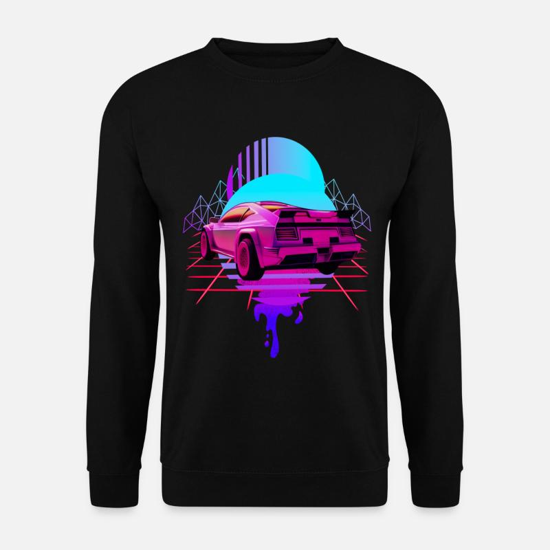 Retro Wave Sportwagen Vaporwave - Unisex Pullover - Schwarz