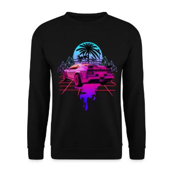 Rétro Wave Voiture de sport Vaporwave - Sweat-shirt Unisexe - noir - Devant - Alina (178cm) & Michal (187cm)