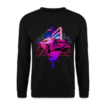 Rétro Wave Voiture de sport Vaporwave - Sweat-shirt Unisexe - noir - Devant - Alina (178cm) & Michal (187cm)