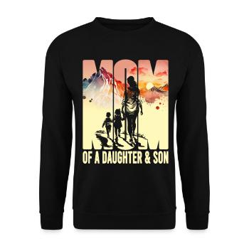 Mère avec fille Fils Fête des mères Montagnes Maman enfant - Sweat-shirt Unisexe - noir - Devant - Alina (178cm) & Michal (187cm)