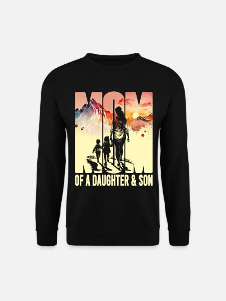 Mutter mit Tochter Sohn Muttertag Berge Mama Kind - Unisex Pullover - Schwarz