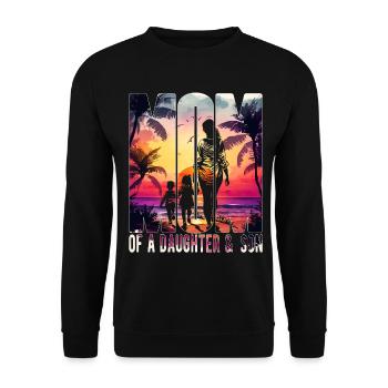 Mère avec fille Fils Fête des mères Plage Maman Enfant - Sweat-shirt Unisexe - noir - Devant - Alina (178cm) & Michal (187cm)