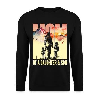 Mère avec fille Fils Fête des mères Montagnes Maman enfant - Sweat-shirt Unisexe - noir - Devant - Alina (178cm) & Michal (187cm)