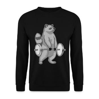 Waschbär Bodybuilder Langhantel Bodybuilding - Unisex Pullover - Schwarz - Vorne - Alina (178cm) & Michal (187cm)