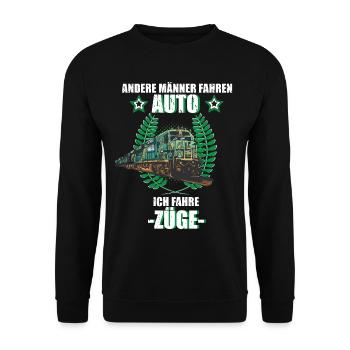 Züge Eisenbahn Lokführer Zug Bahn Beruf Spruch - Unisex Pullover - Schwarz - Vorne - Alina (178cm) & Michal (187cm)