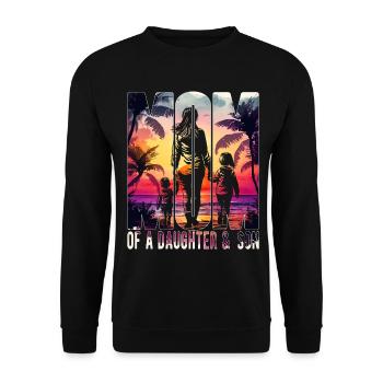 Mère avec fille Fils Fête des mères Plage Maman Enfant - Sweat-shirt Unisexe - noir - Devant - Alina (178cm) & Michal (187cm)
